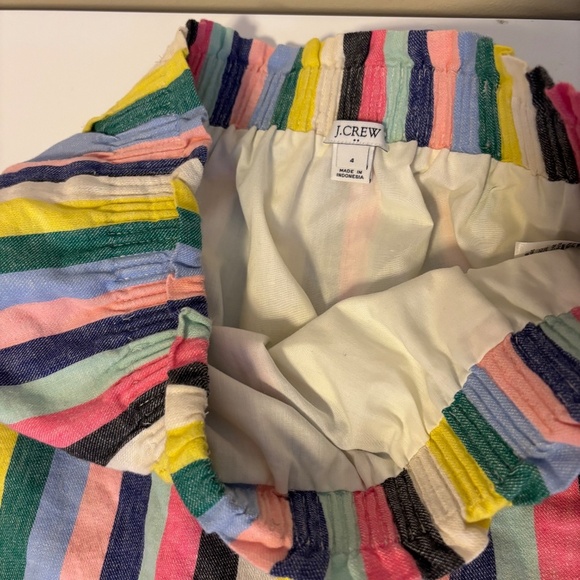 J. Crew Linen Blend Elastic Mini Skirt Multicolor Rainbow Stripe Pride Size 4 - Picture 3 of 3